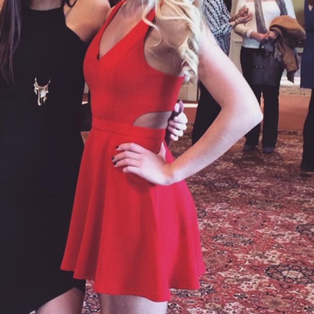Red dress with open back